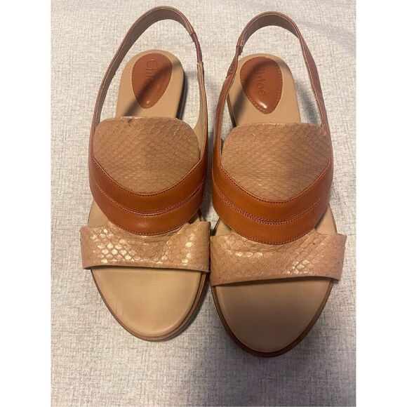 Chloé sandals women’s size 6.5 color block sandals tan neutral - GUC - Picture 1 of 8